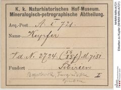 Etiketten zu Kupfer (NHMW-MIN-Ai721)